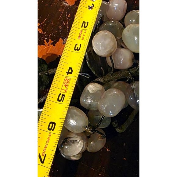 2 Vintage Alabaster & Glass Grape Cluster Decoration White Purple MCM - Picture 14 of 16